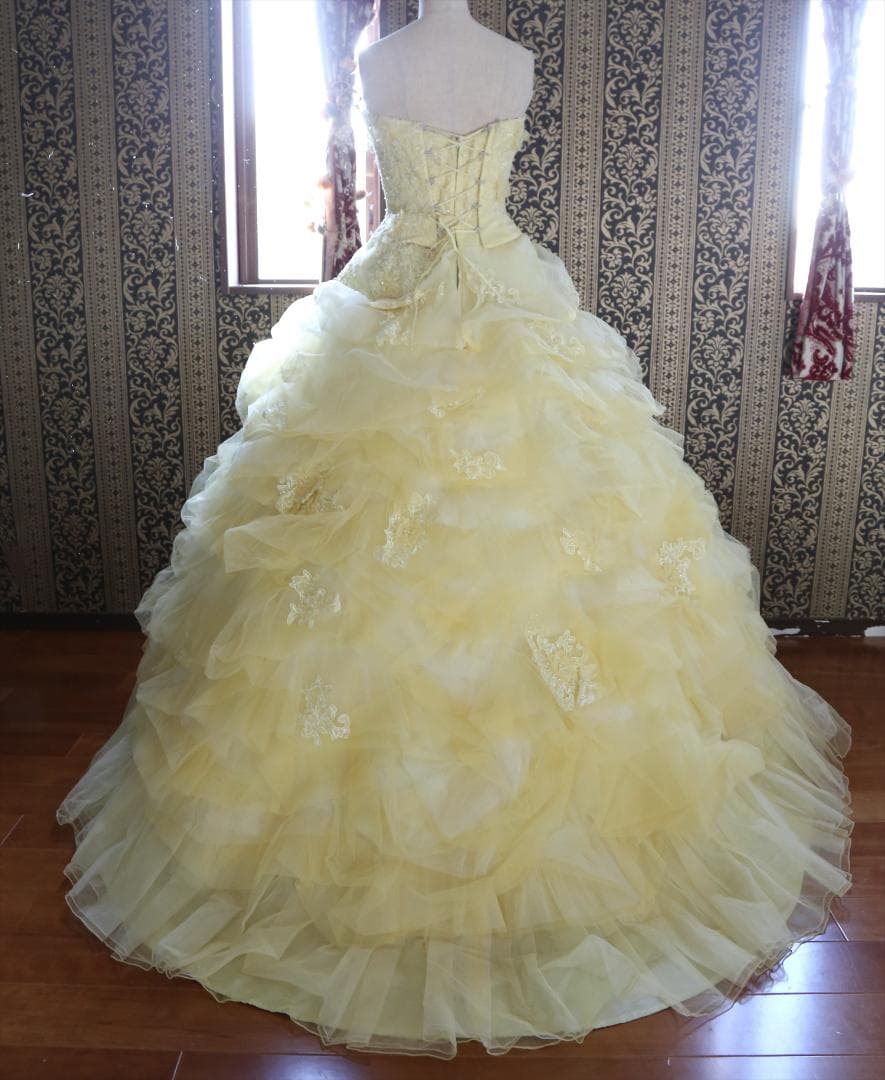 561GRACE高級ウエディングドレス5号7号9号小さいサイズ黄色カラードレス