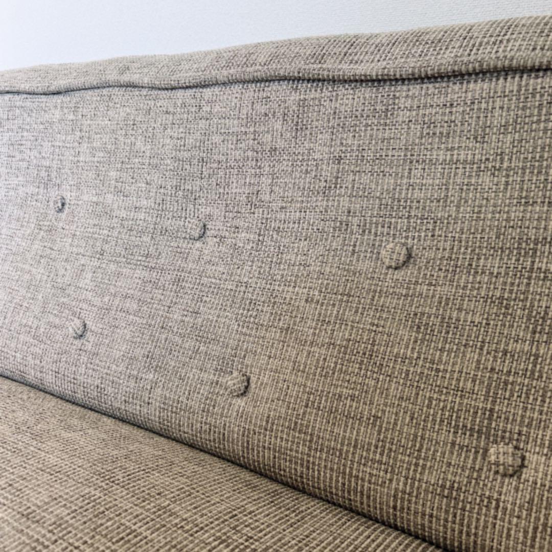 最終値引き★美品 2.5〜3人掛けベージュ系ブラウン ファブリックソファ 北欧