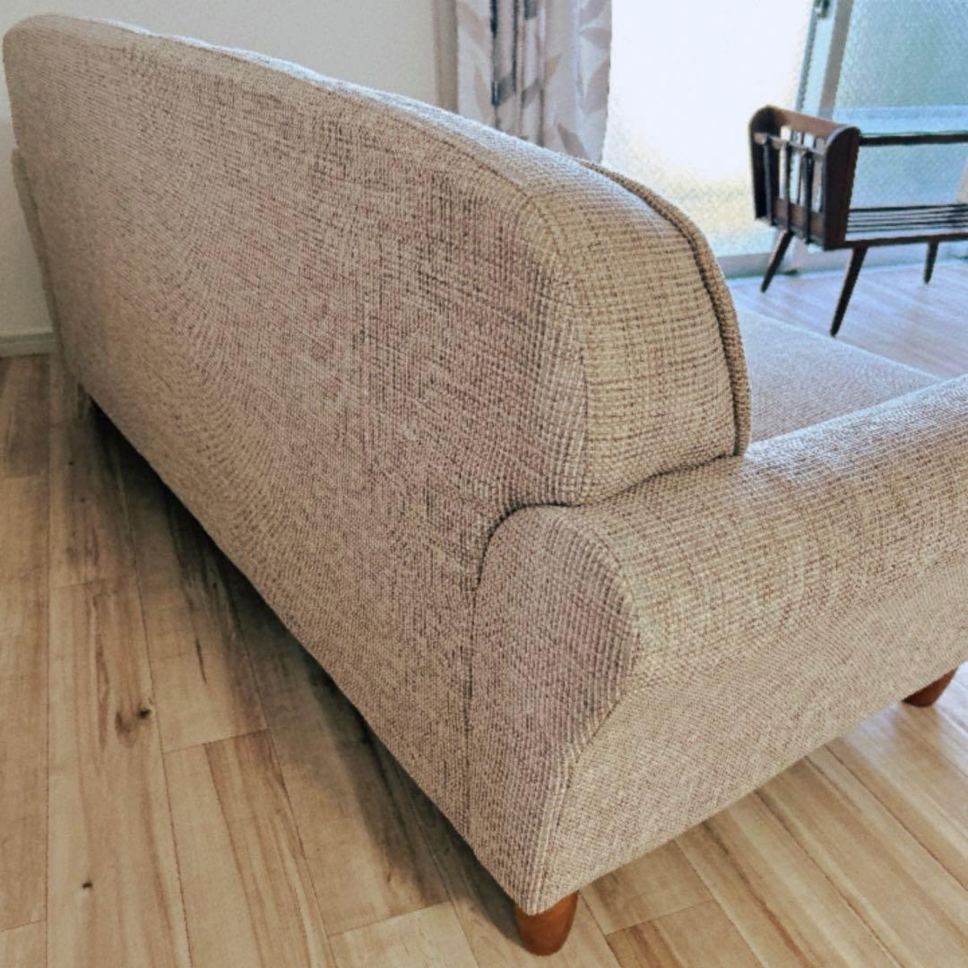 最終値引き★美品 2.5〜3人掛けベージュ系ブラウン ファブリックソファ 北欧