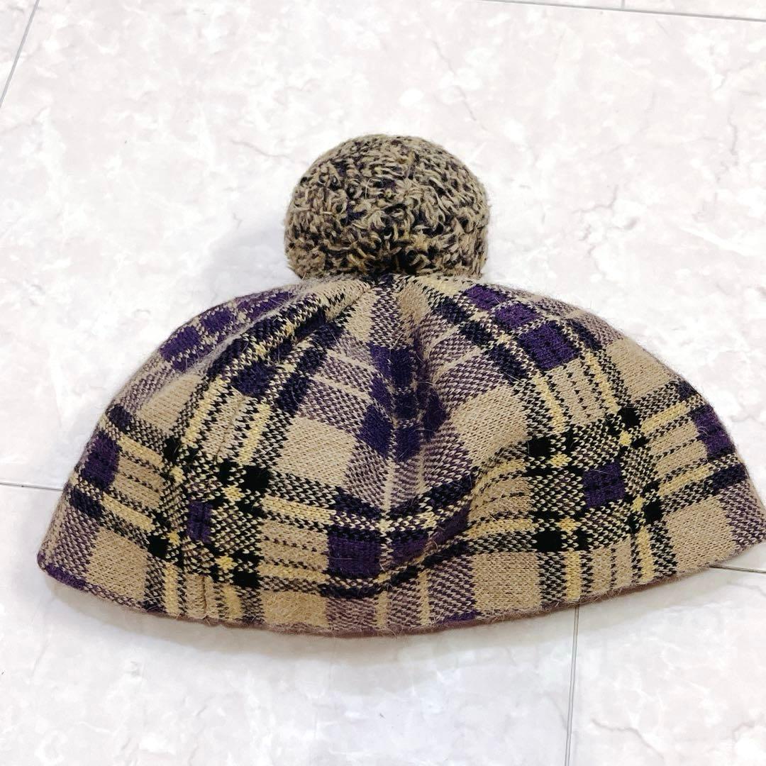 Vivienne Westwood チェック ベレー帽　オーブ モヘア混 M