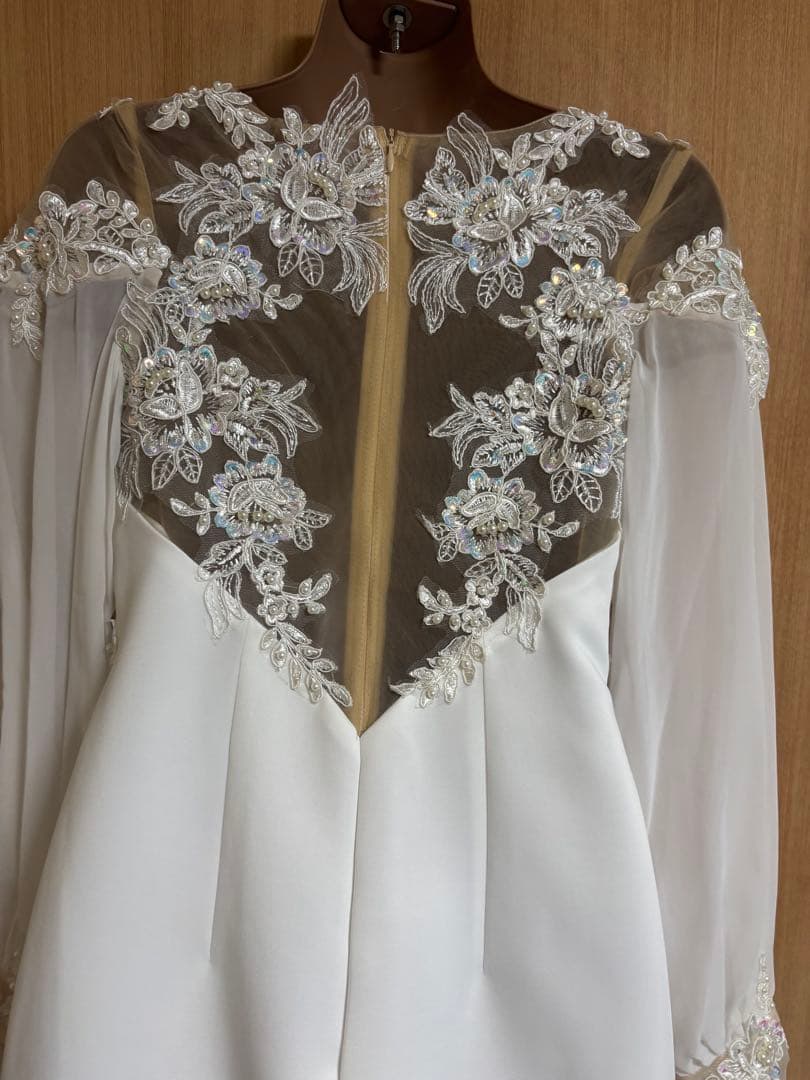 25782＊IRMA＊バックフラワー刺繍ロングスリーブドレスwhM