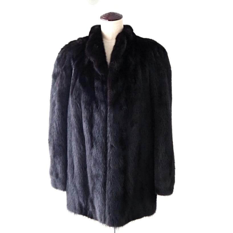 美品 SAGA MINK サガミンク 高級毛皮 銀タグ ブラック 13 XL