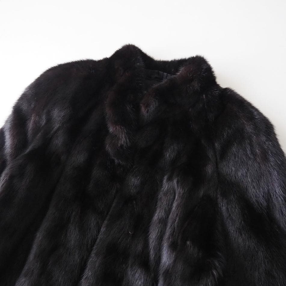 美品 SAGA MINK サガミンク 高級毛皮 銀タグ ブラック 13 XL