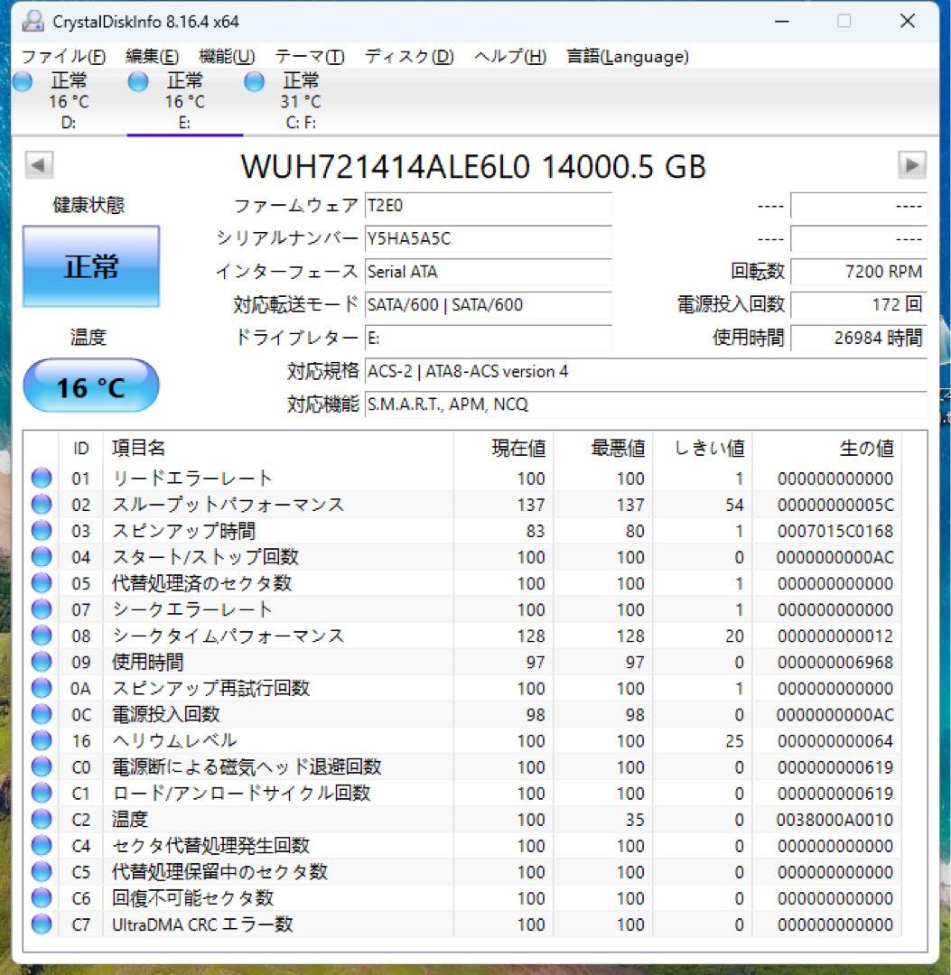 外付けハードディスク・ドライブ Western Digital 14TB HC530