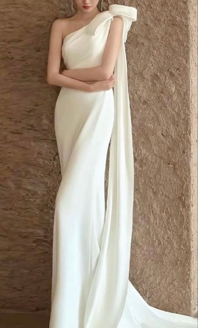 ワンショルダー マーメイドドレス ホワイト
