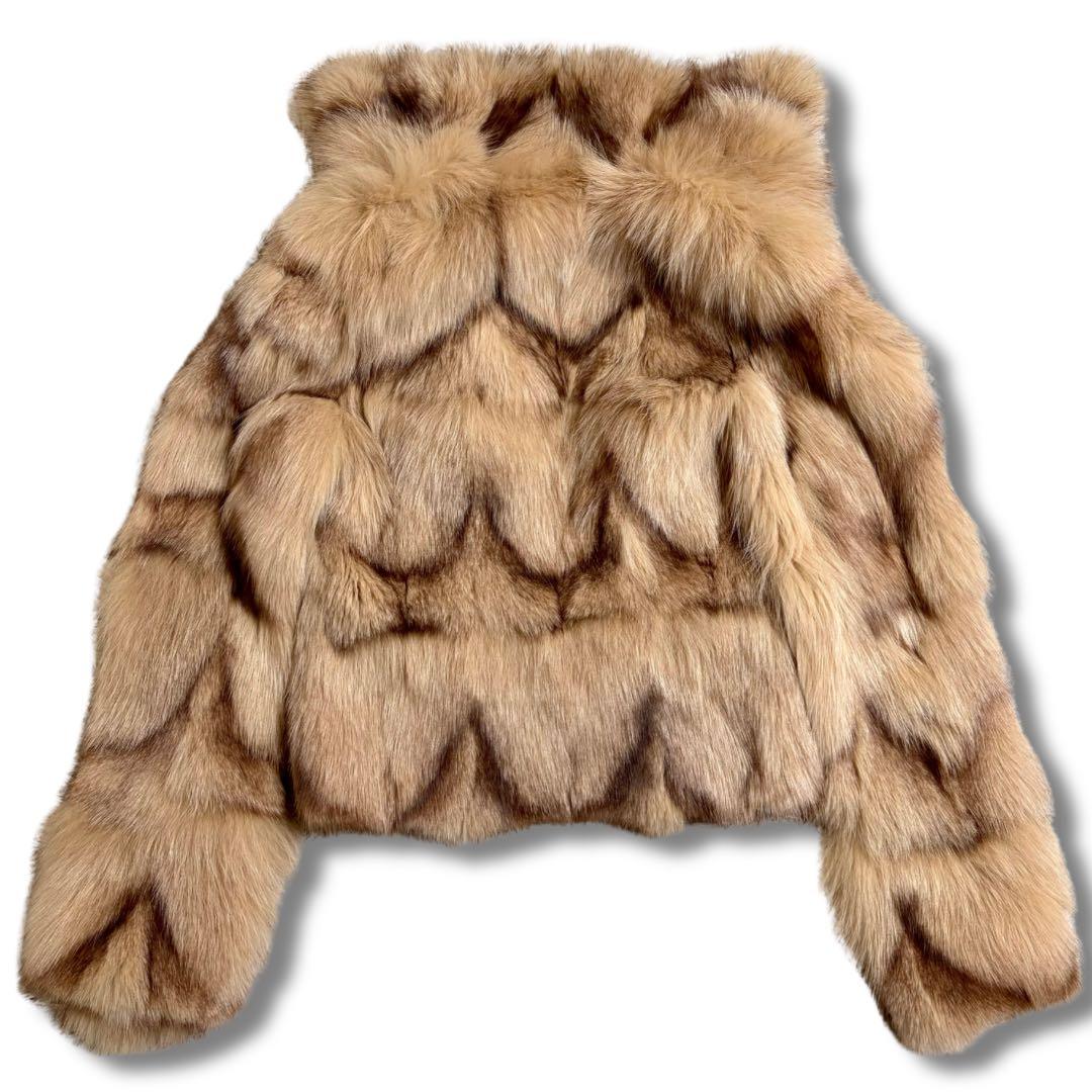 美品/近代モデル✨染めフォックス クロップド丈 リアルファーコート 毛並み◎