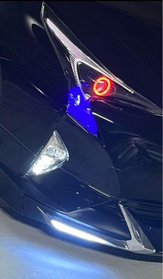 送料込 激安 プリウス50 ヘッドライト イカリング RGB インナーブラック