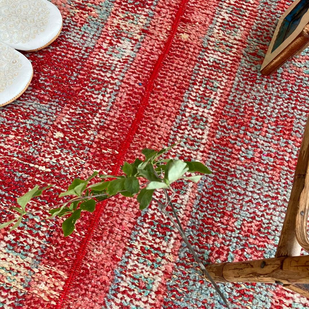 超ロング✳︎56×273 ストロベリーレッド　パッチワーク　トルコヴィンテージラグ