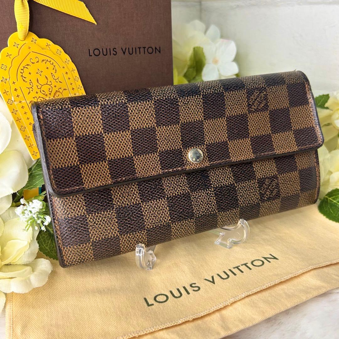 ルイヴィトン ダミエエベヌ 長財布 ブラウン 正規品 シリアル刻印あり