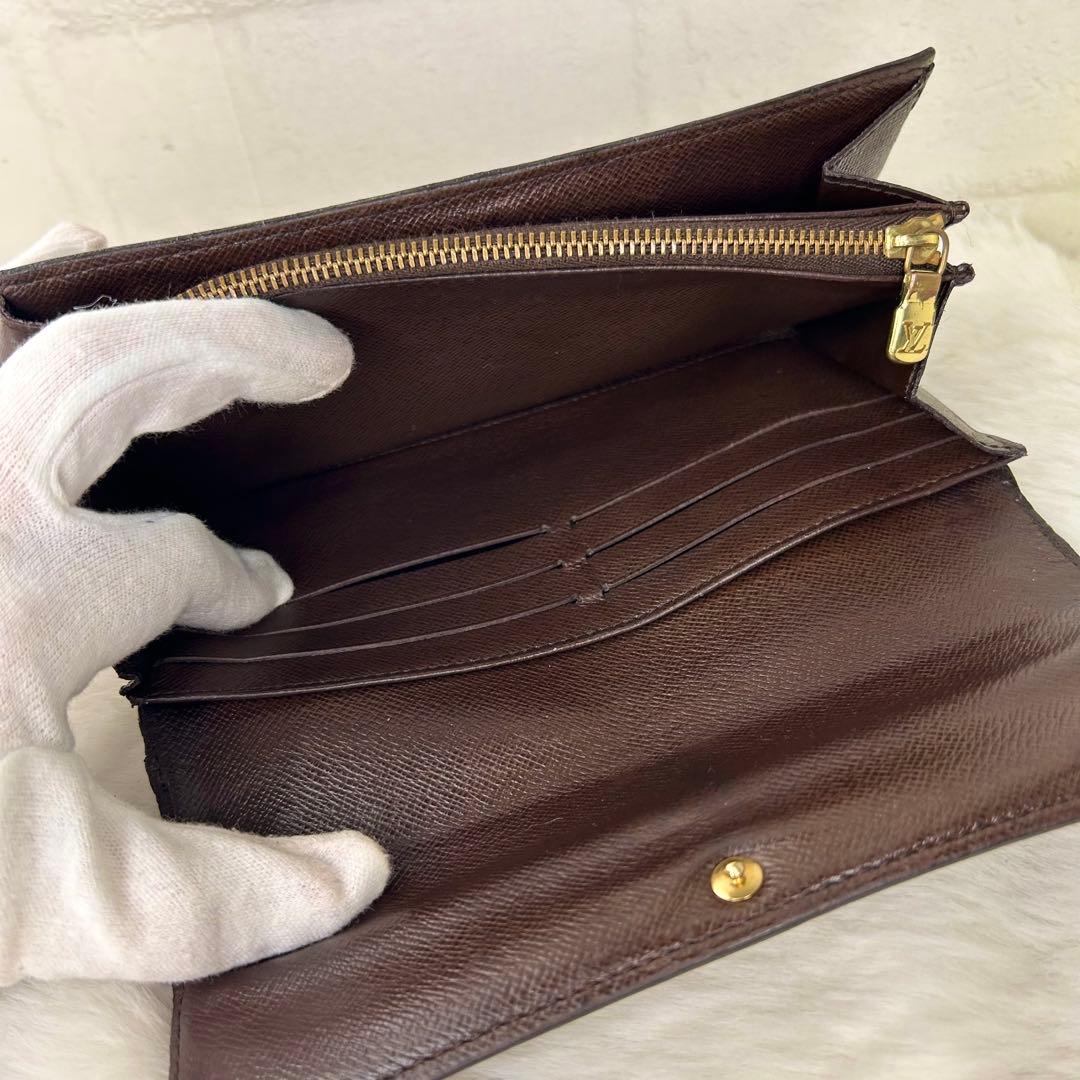 ルイヴィトン ダミエエベヌ 長財布 ブラウン 正規品 シリアル刻印あり