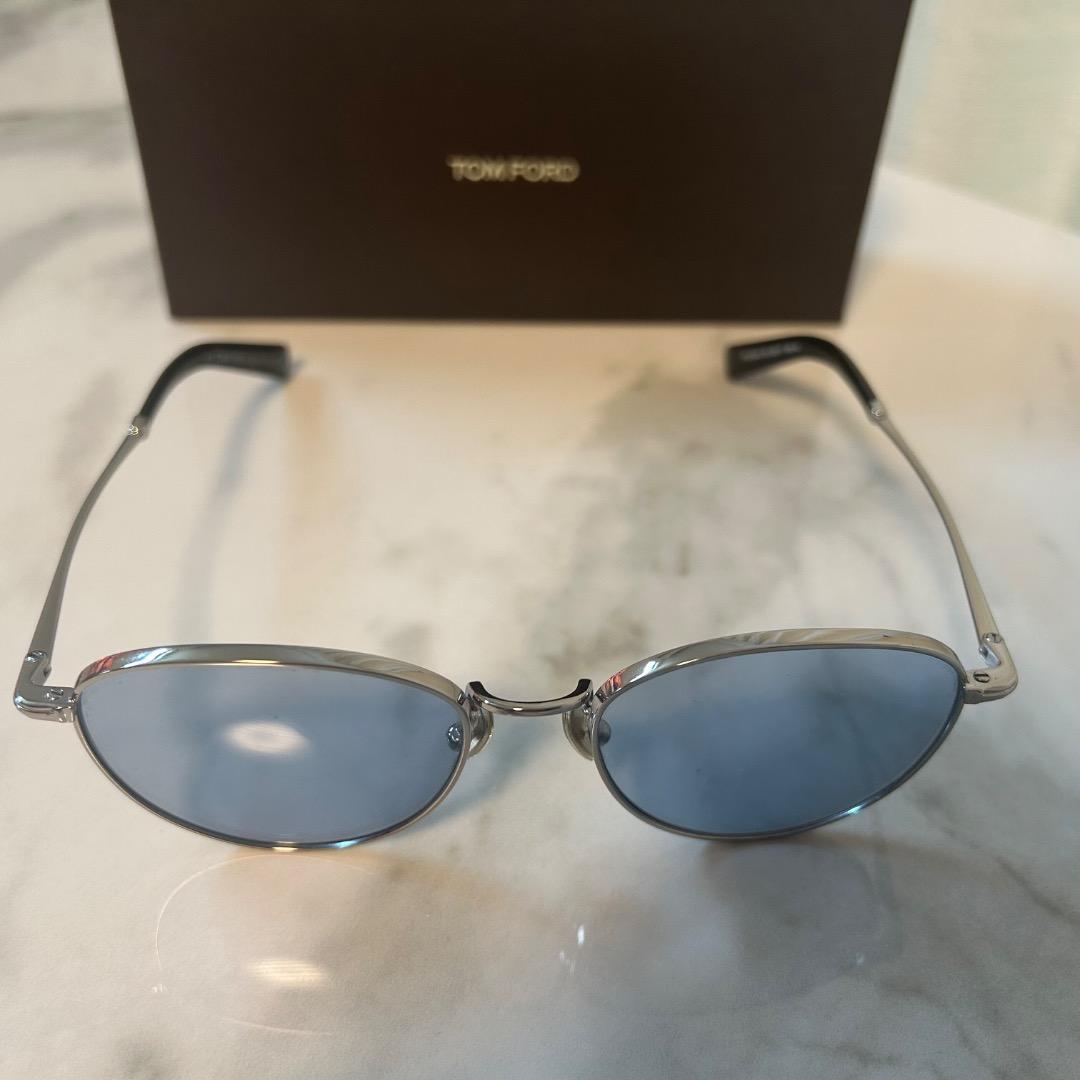 【美品】TOM FORD サングラス ブルー　シルバーメタルフレーム　男女兼用