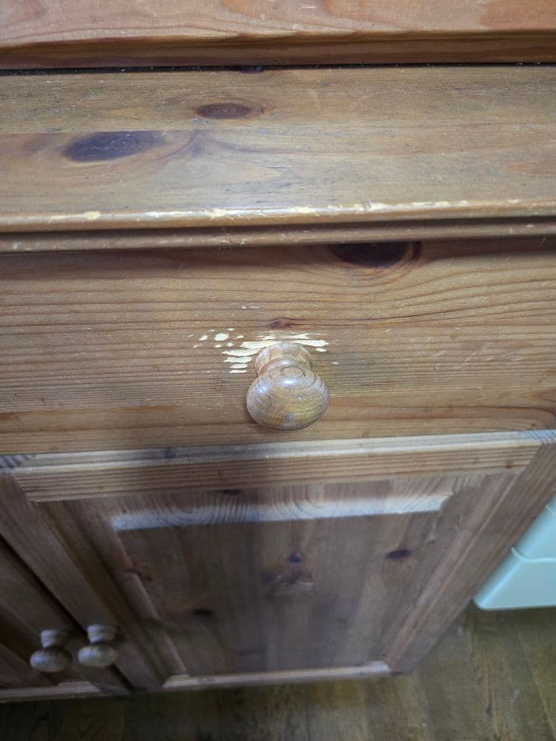 パイン材 食器棚 ガラス扉付き