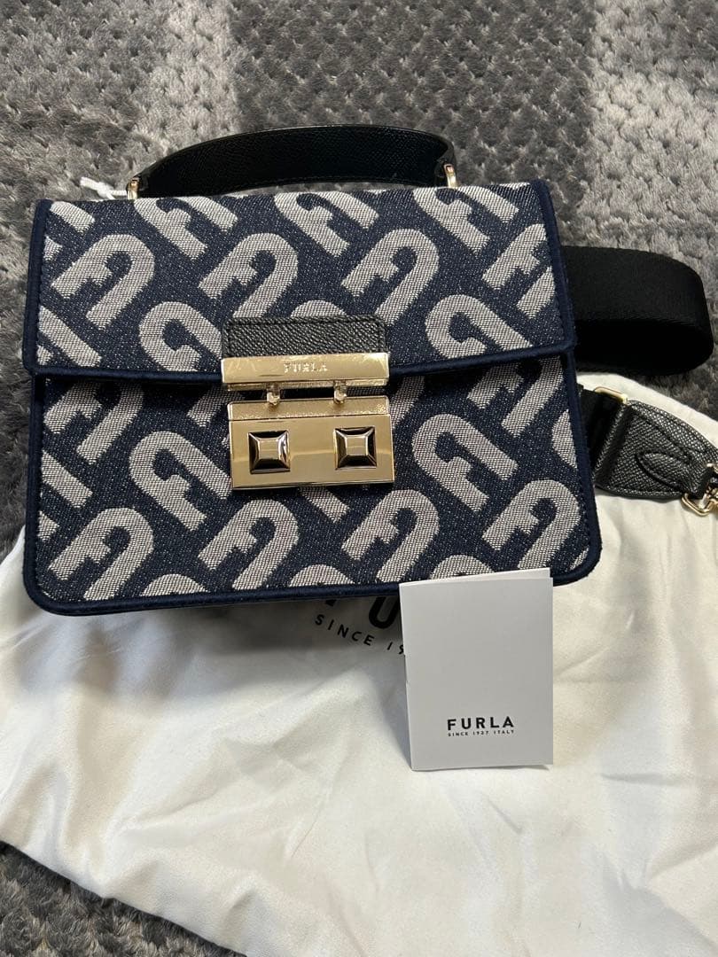 FURLA ショルダーバック　デニム　ネイビー　フルラ　ベラ