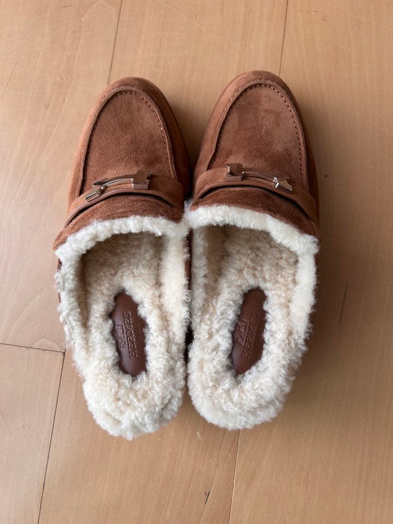 大幅お値引き！HERMES ブラウン スエード ムートン　ミュール