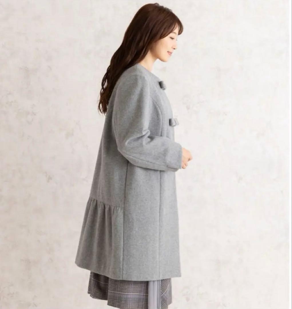 ローズティアラ　リボンウールコート　グレー　size50