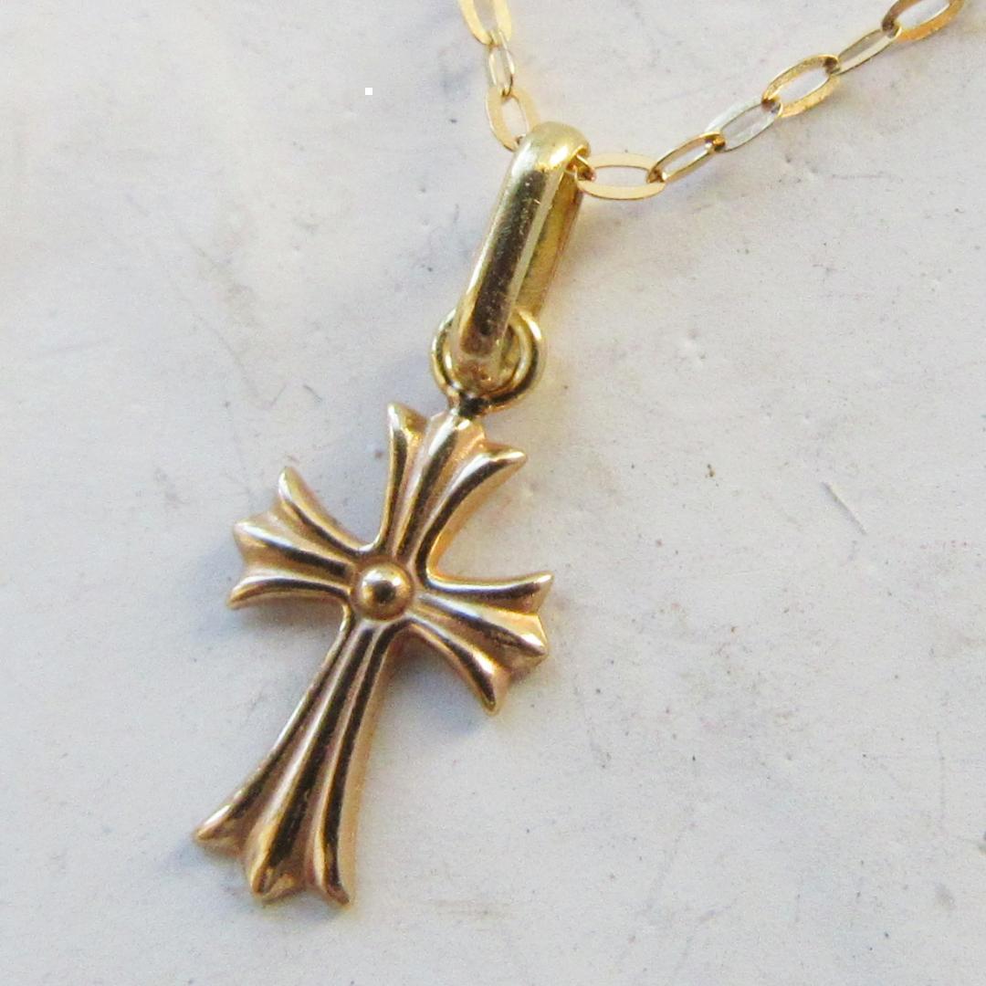 十字架 チャーム K18 クロス ネックレス トップ 18K 刻印