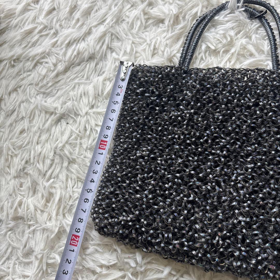 アンテプリマ ワイヤーバッグ ブルー　グレー ストラップ付き