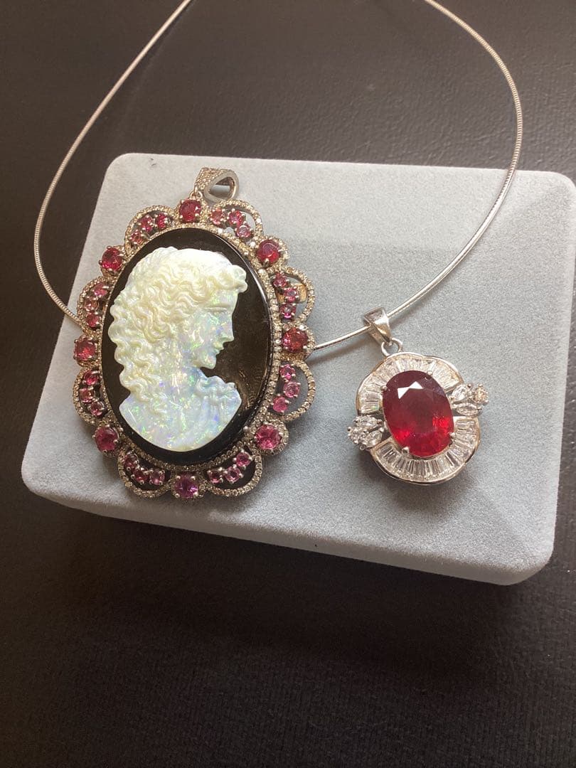 t*a様 天然ルビーサファイアエメラルドリング＆ネックレスセット　サイズ限定16