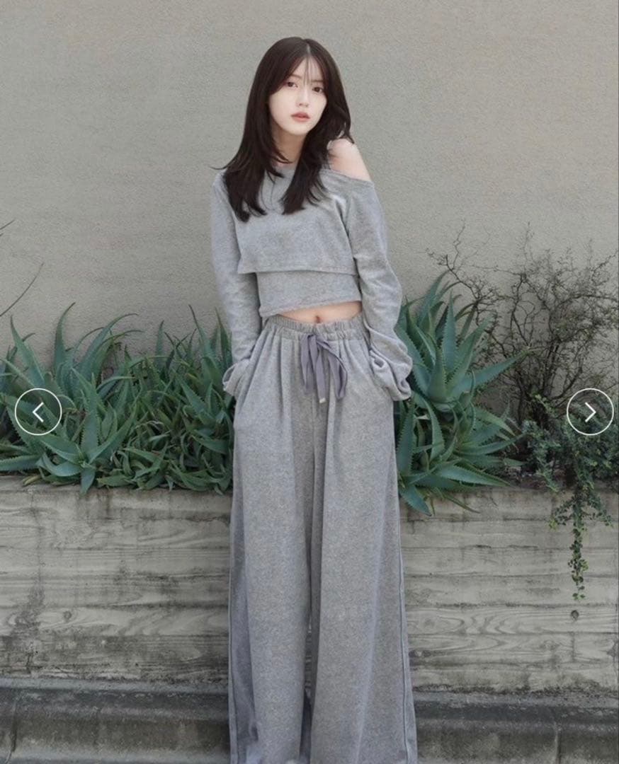 完売品 2026ssフレイアイディー クラッシュベロアレイヤードカットソー