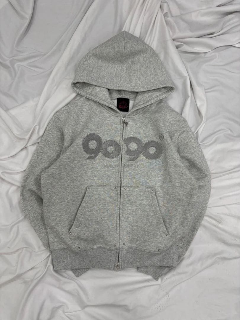 グレー ロゴプリント パーカー