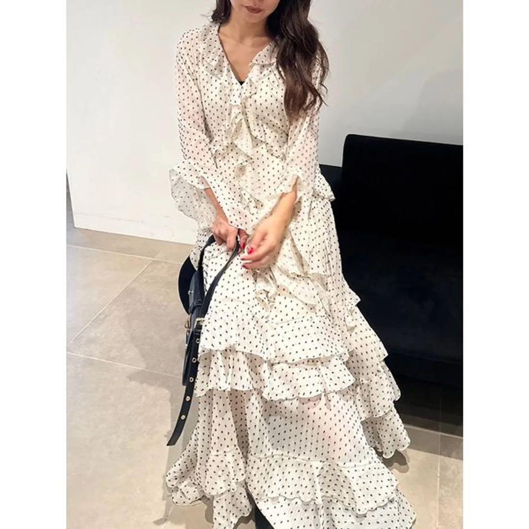 リリーブラウン フリルワンピース ドット