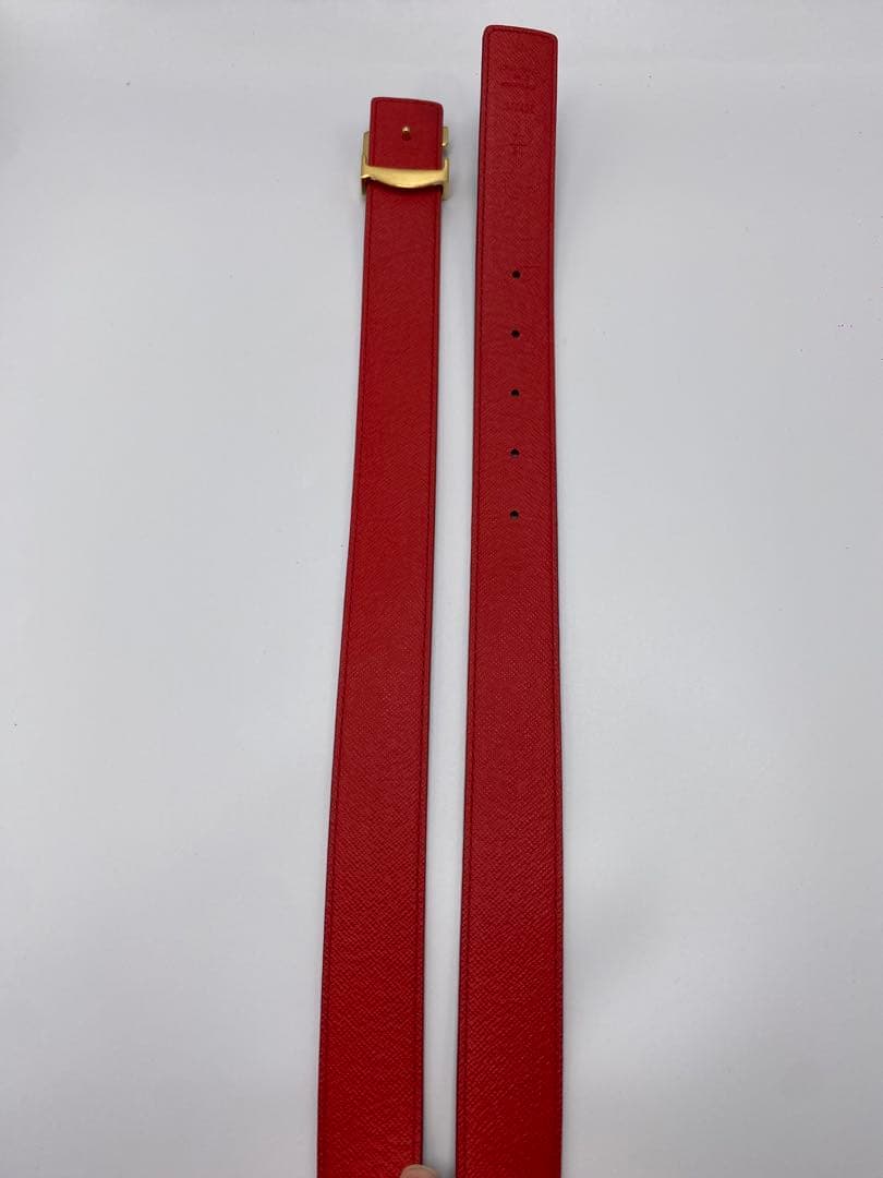 ルイヴィトン　ベルト　サンチュール　イニシャル　M9498　モノグラムLVレッド