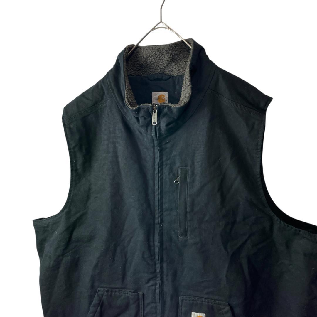 古着 カーハート ボア裏地 ダックベスト 黒 ブラック 超ビッグサイズ 3XL
