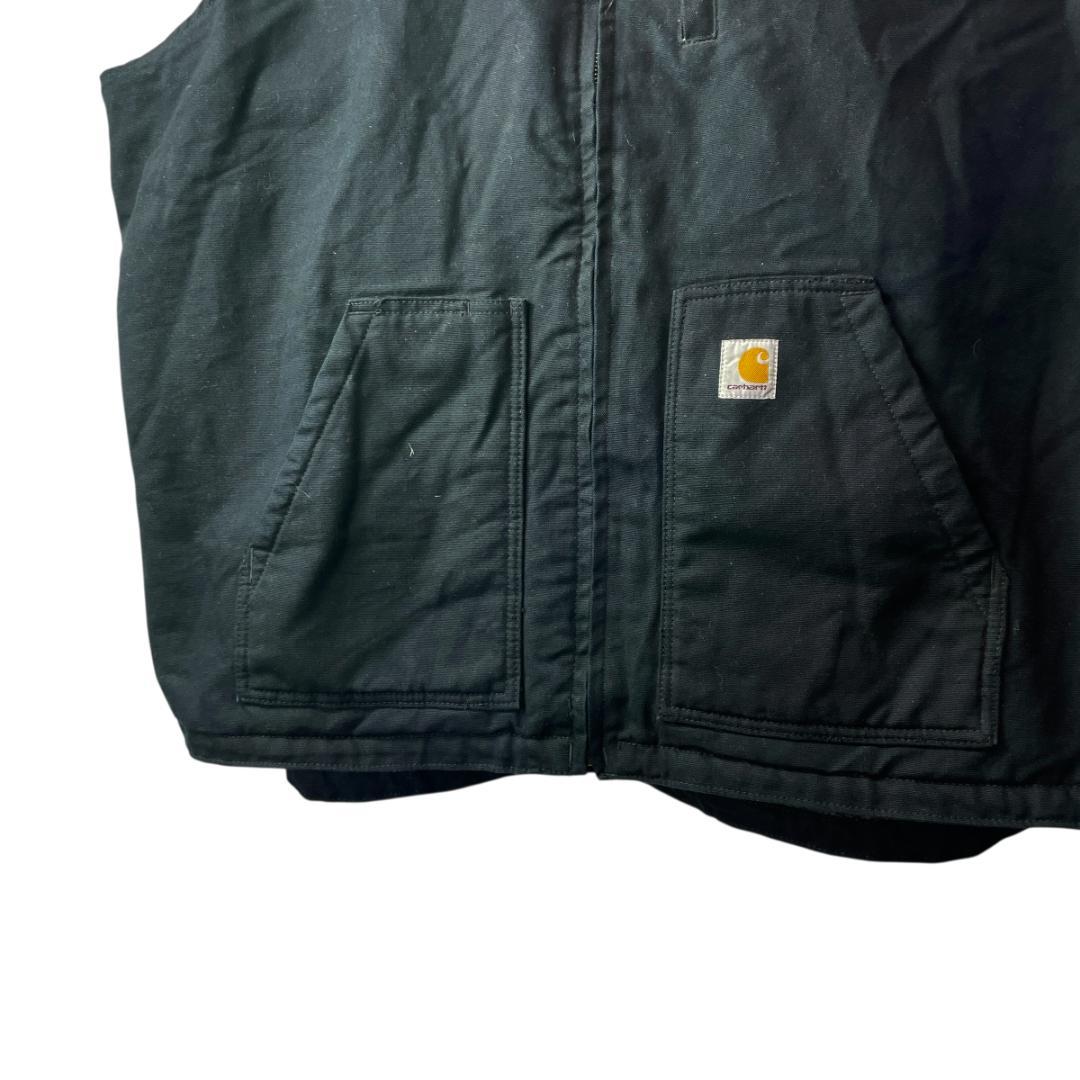 古着 カーハート ボア裏地 ダックベスト 黒 ブラック 超ビッグサイズ 3XL