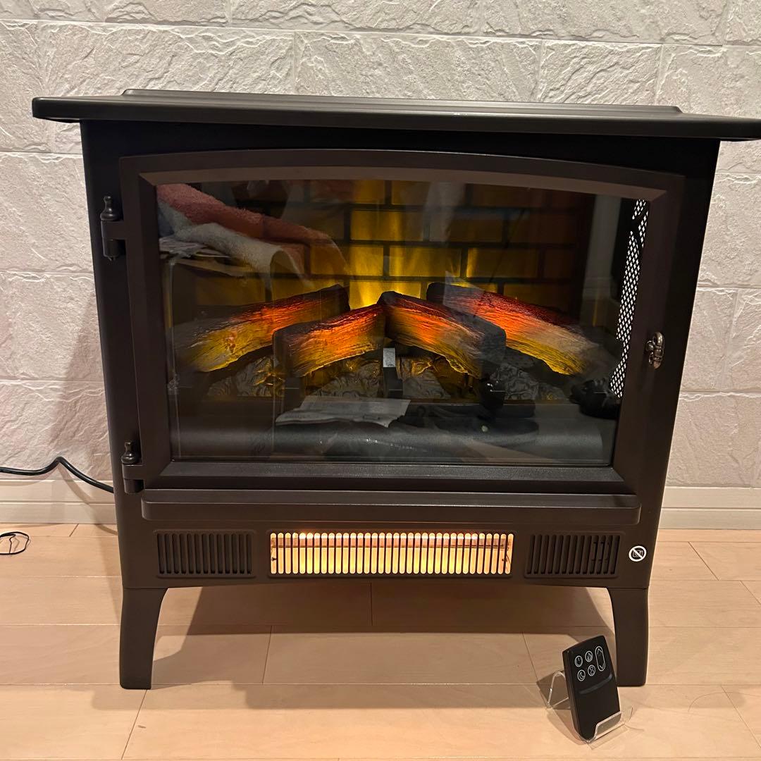【極美品】QVCジャパン 暖炉型ヒーター ファンヒーター 電気ストーブ 黒
