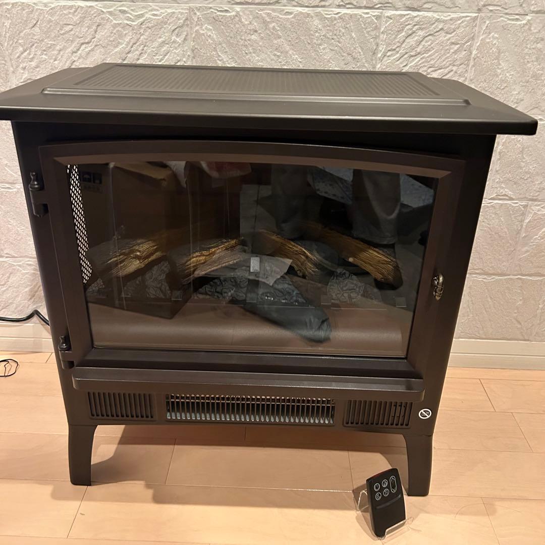 【極美品】QVCジャパン 暖炉型ヒーター ファンヒーター 電気ストーブ 黒