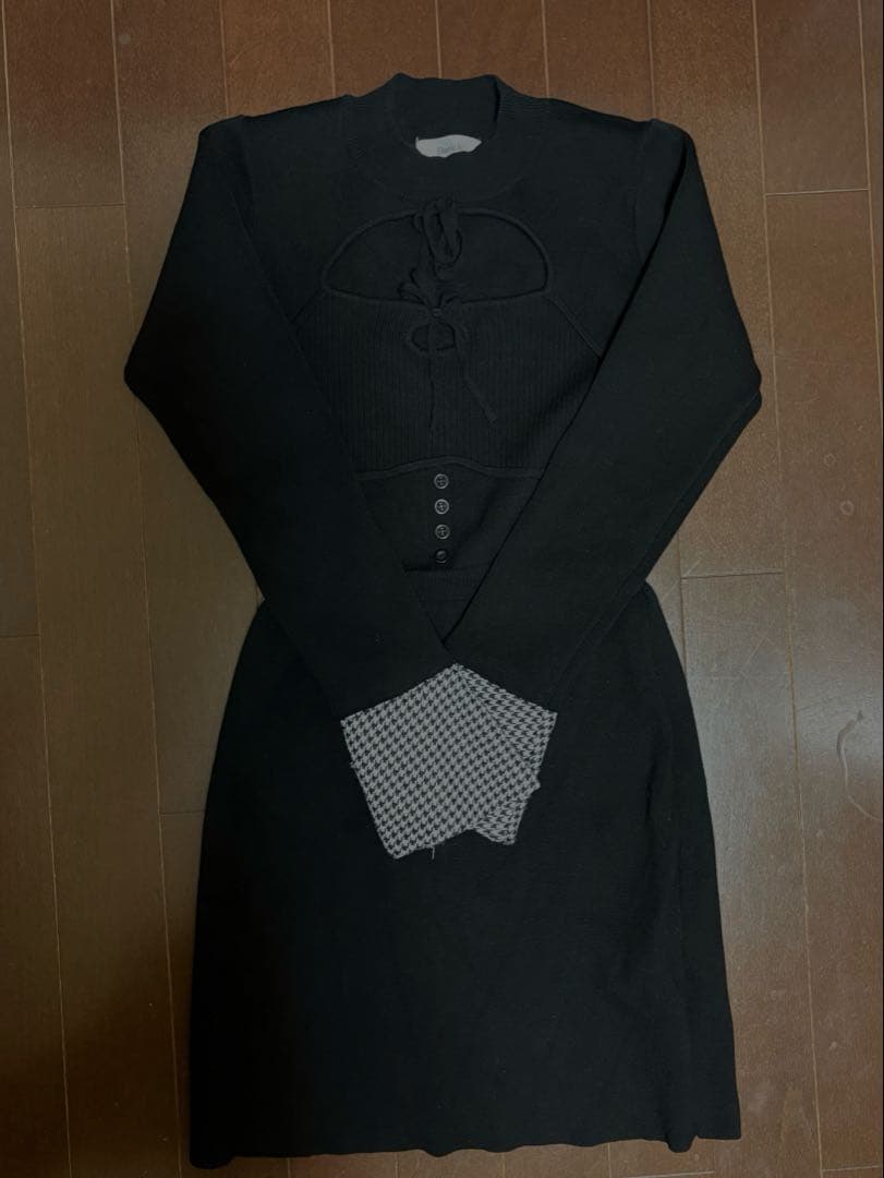 Darich フロントオープンニットミニワンピース BLK freesize