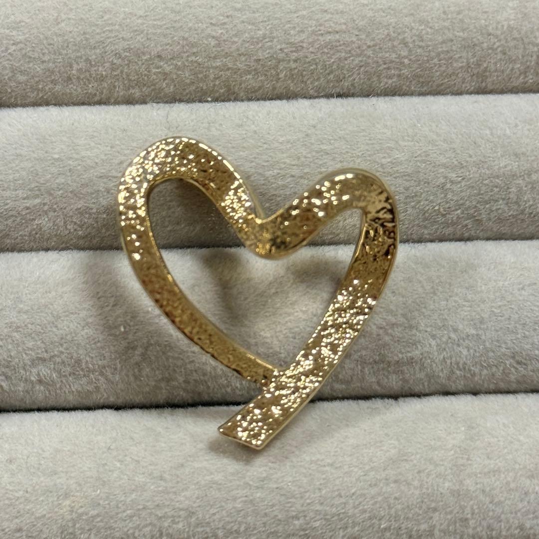 K18ペンダントトップ　チャーム　18金　ハート　両面　中空　キラキラ