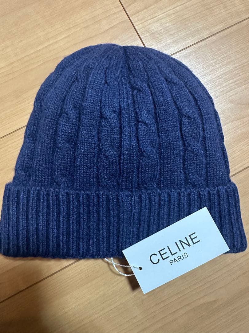 CELINE 帽子 ネイビー色 ウール＆カシミヤ☆男女兼用