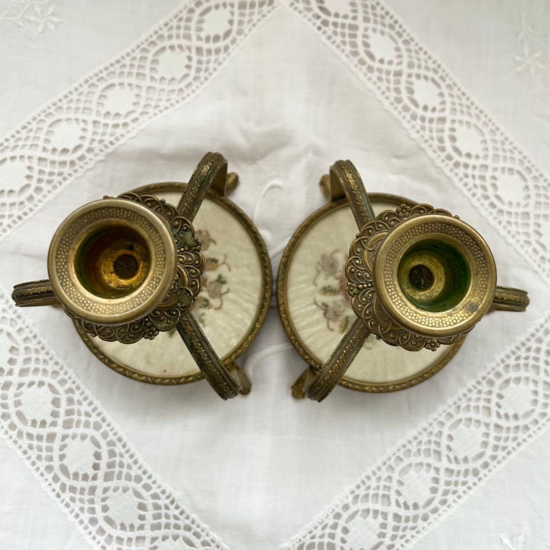 イギリスアンティーク◆プチポワン プチポアン◆キャンドルホルダー◆燭台