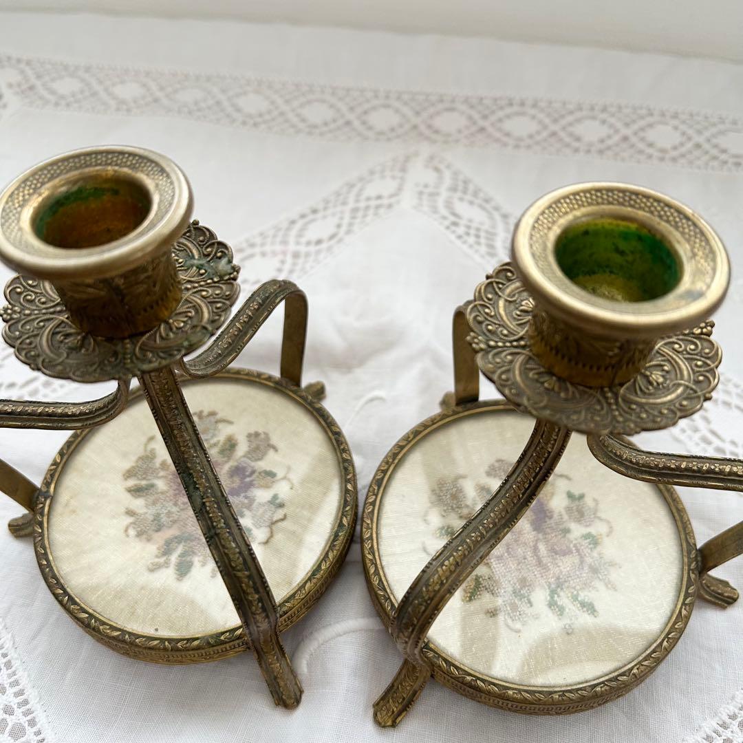 イギリスアンティーク◆プチポワン プチポアン◆キャンドルホルダー◆燭台