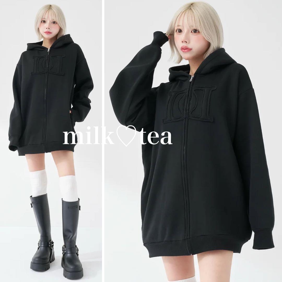 新品タグ付き ダーリッチ アップリケDDロゴパーカー ブラック フリー