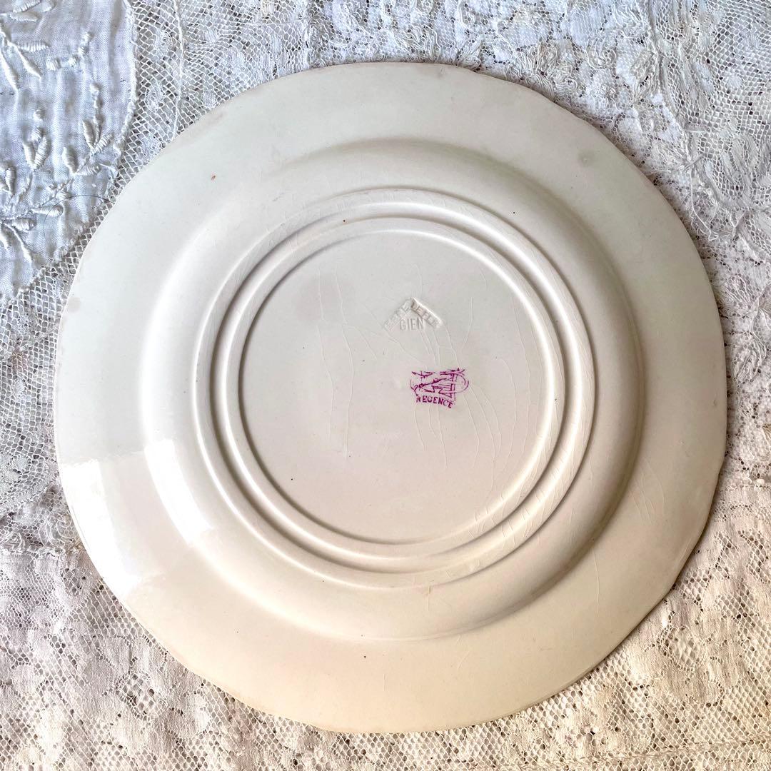 【レア】GIENジアン　REGENCE プレート　平皿　紫　フランスアンティーク