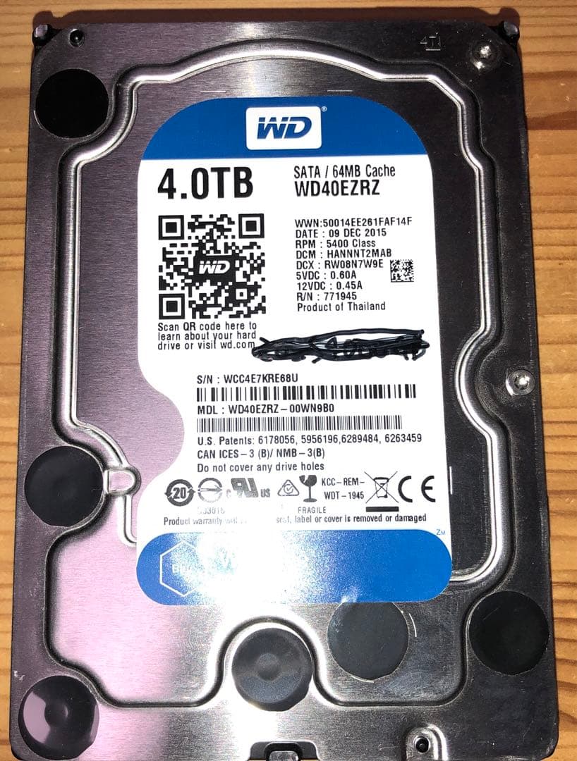 内蔵型ハードディスクドライブ WD WD40EZRZ 4TB HDD