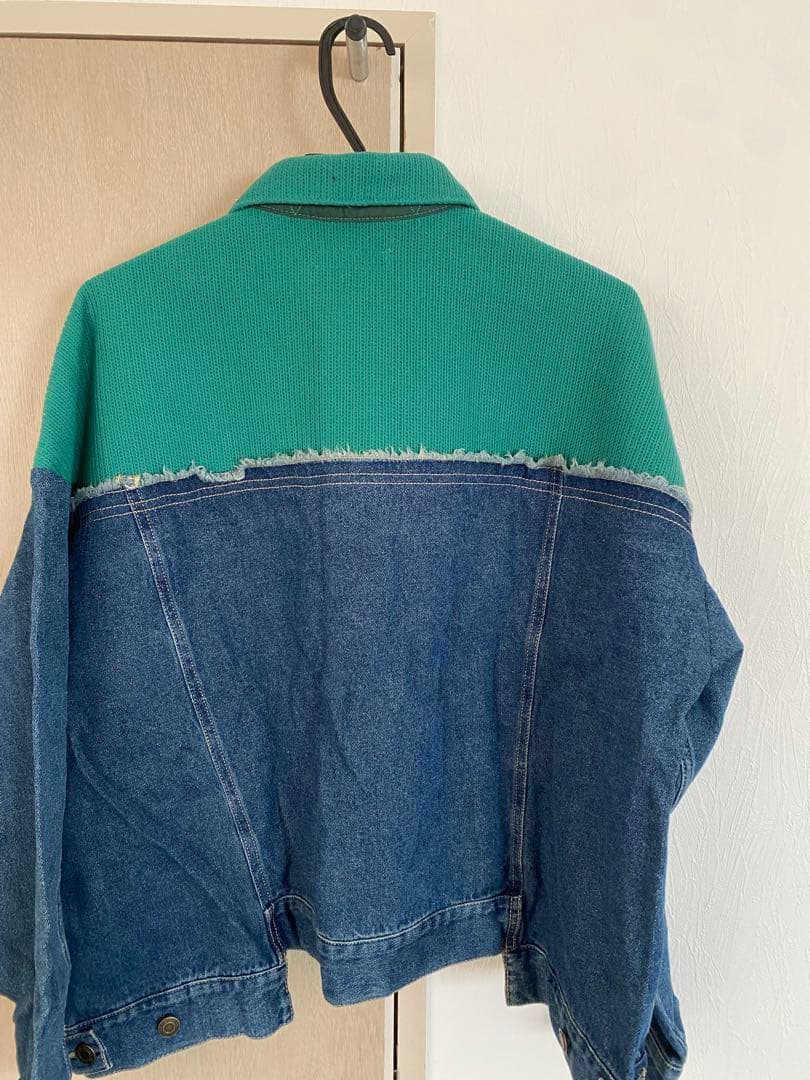 リバーシブルデニムジャケット Fサイズ グリーン