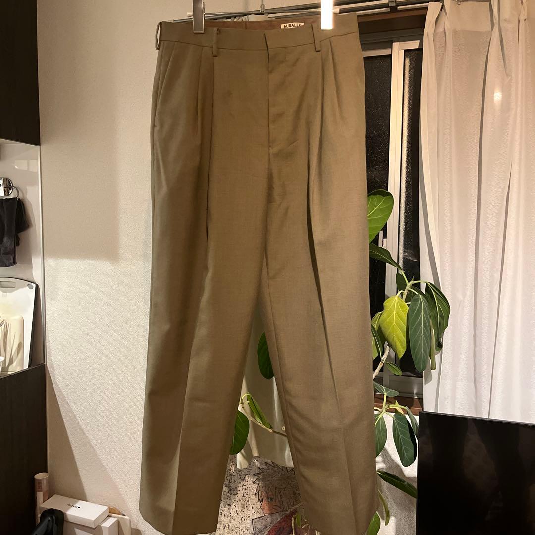 AURALEE BLUEFACED WOOL WIDE スラックス