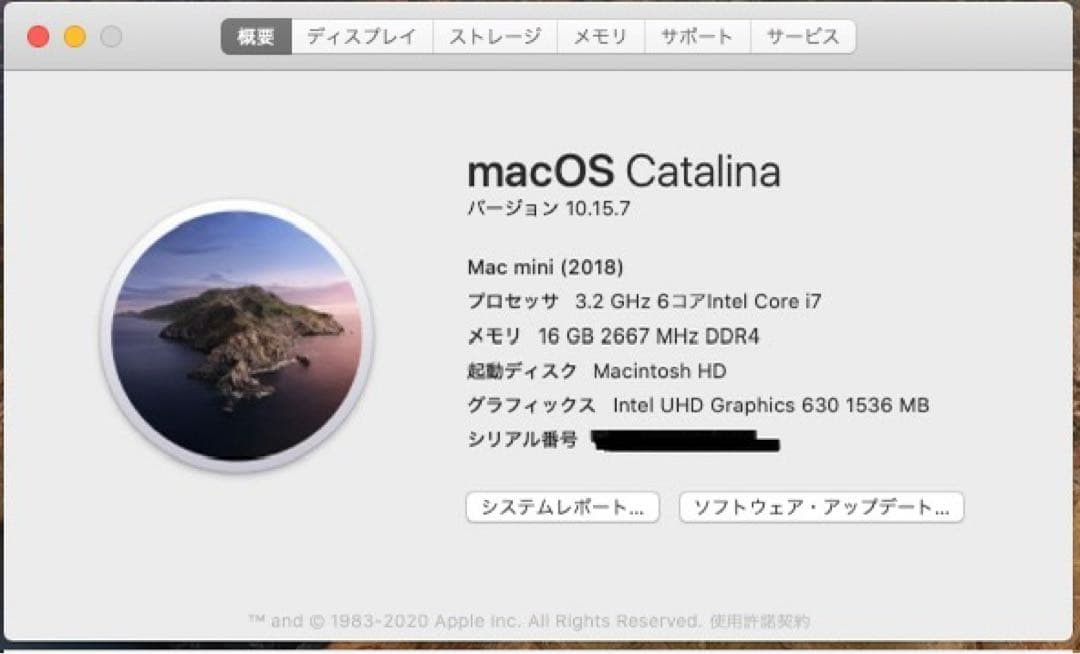 Mac mini 2018 Core i7 6コア3.2GHz メモリ16GB