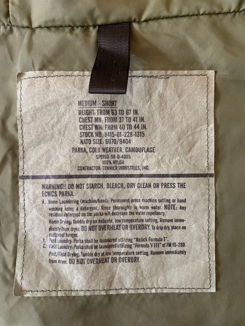 極上 98年製 M-S us army ecwcs ゴアテックス パーカー 実物
