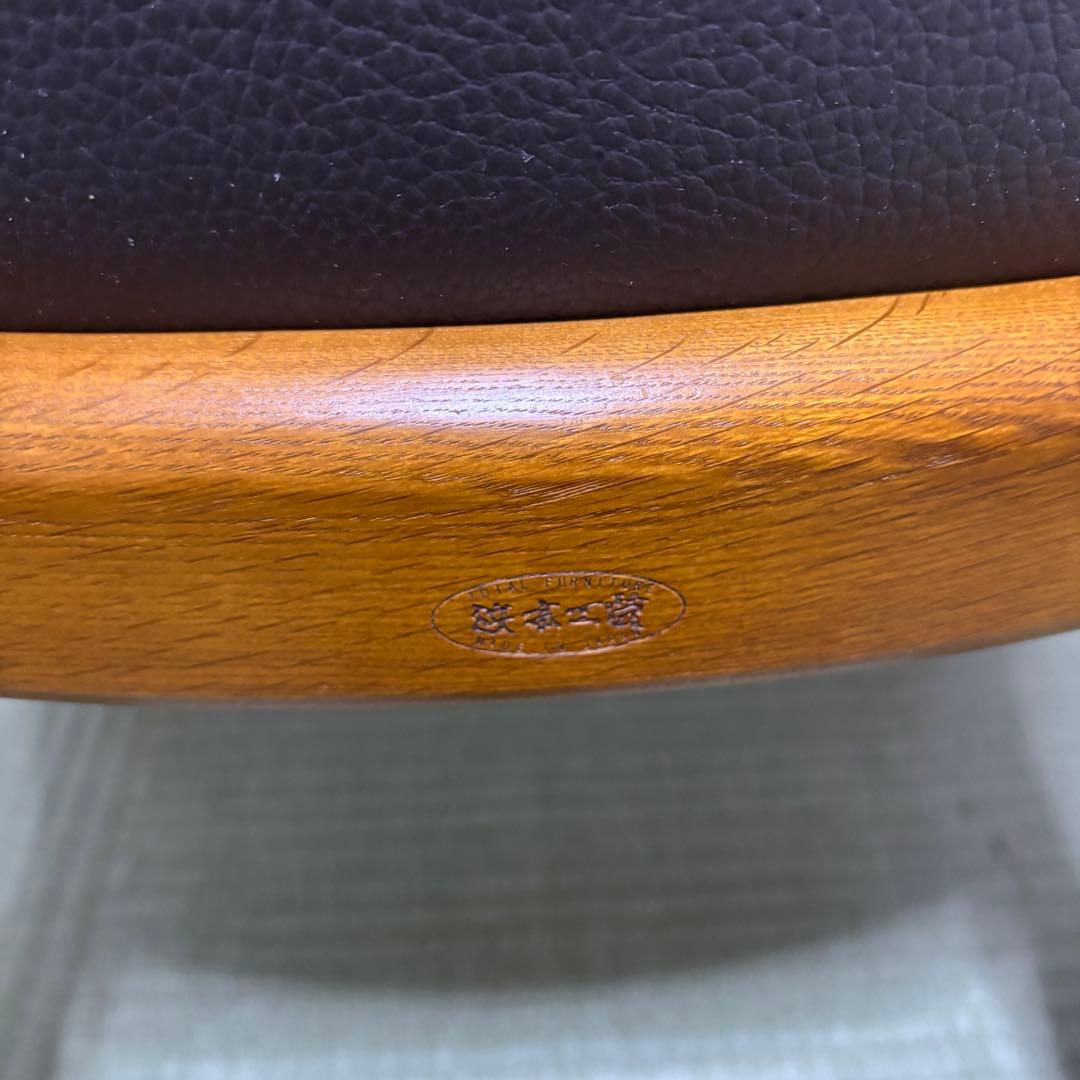 【浜本工芸】No.3800 ダイニングチェア1脚・本革・ナラ材・椅子・楢材無垢