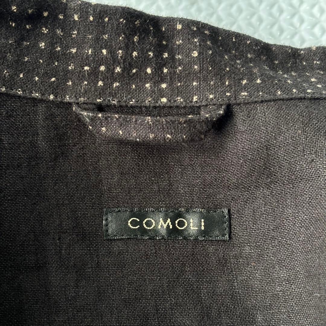 ✨23Ss✨コモリCOMOLI リネンドットシャツジャケット 2コモリ 長袖黒