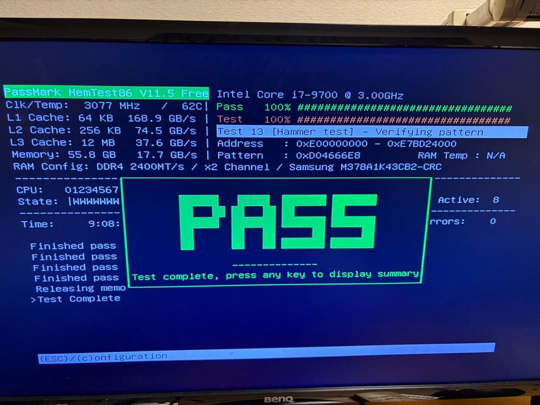 動作確認済　Samsung 16GB DDR4 メモリ 2666MHz pc4
