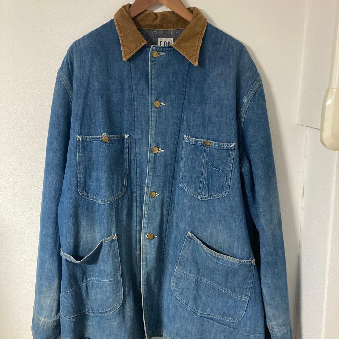 80s Lee デニムカバーオール　襟コーデュロイ