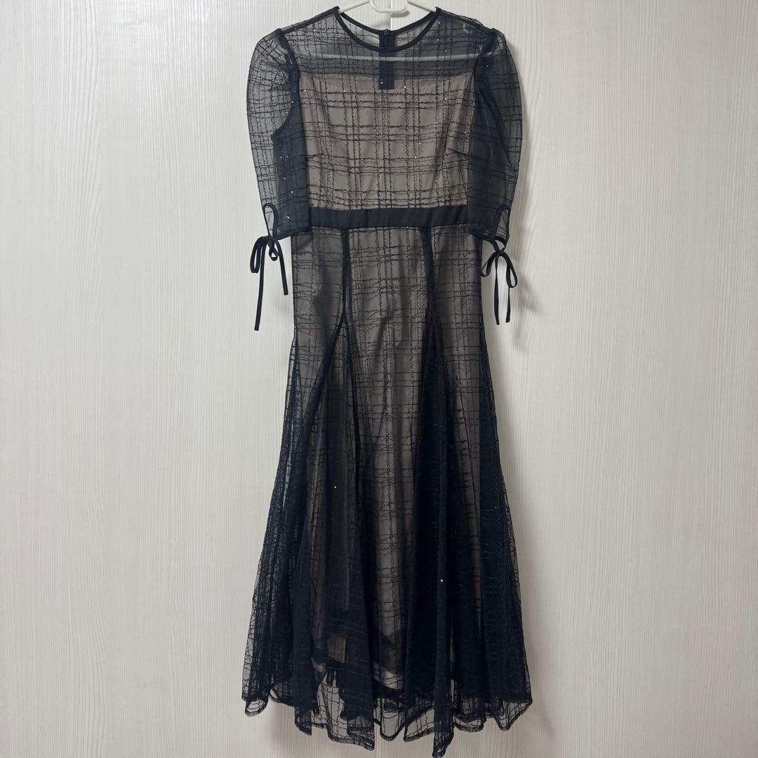 Leja チェックスパンコールリボンワンピース s オケージョン ドレス