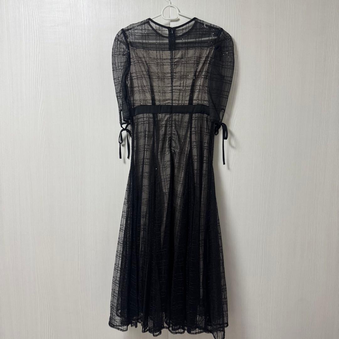 Leja チェックスパンコールリボンワンピース s オケージョン ドレス