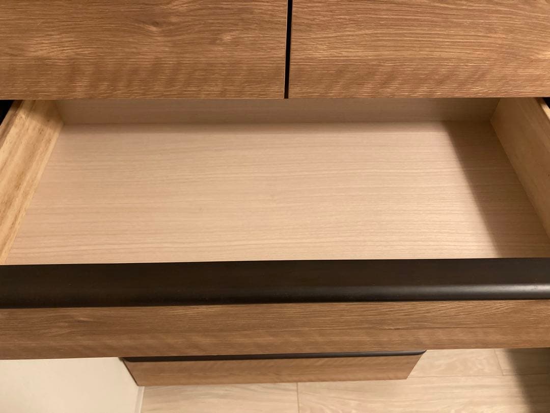 ダークブラウン&木目調　6段チェスト