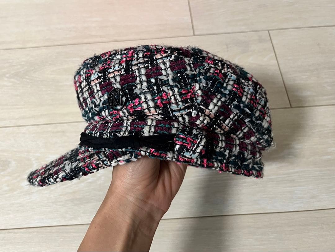 メゾンミッシェル　ツイードキャスケット　M